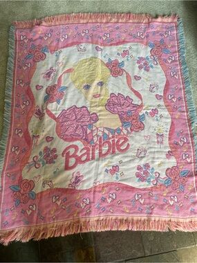 Vintage Barbie tapestry Throw Blanket